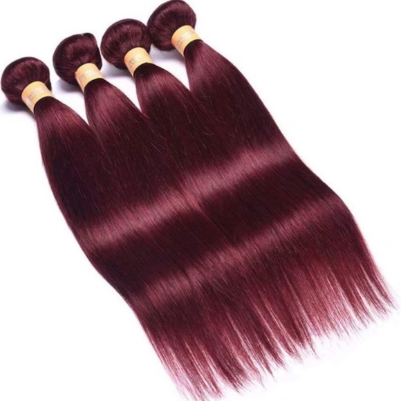 4 BUNDLES OF 20-24”99J PERUVIAN STRAIGHT HUMANHAIR main image 4